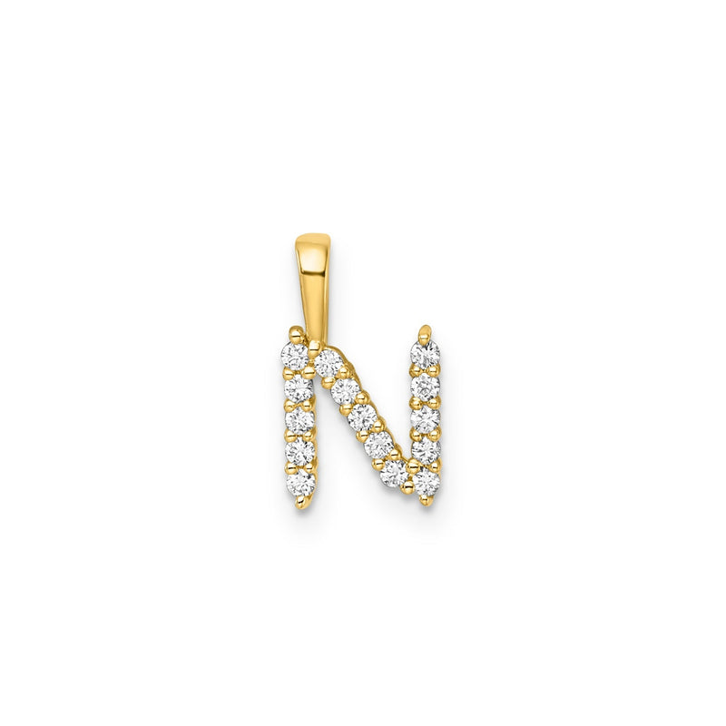 0.15ct Lab Grown Diamond Initial N Pendant in 9ct Yellow Gold