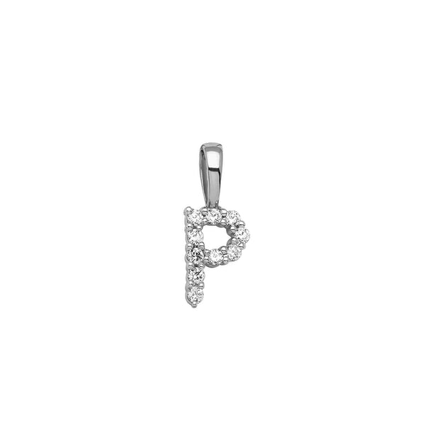 0.10ct Lab Grown Diamond Initial P Pendant in 9ct White Gold