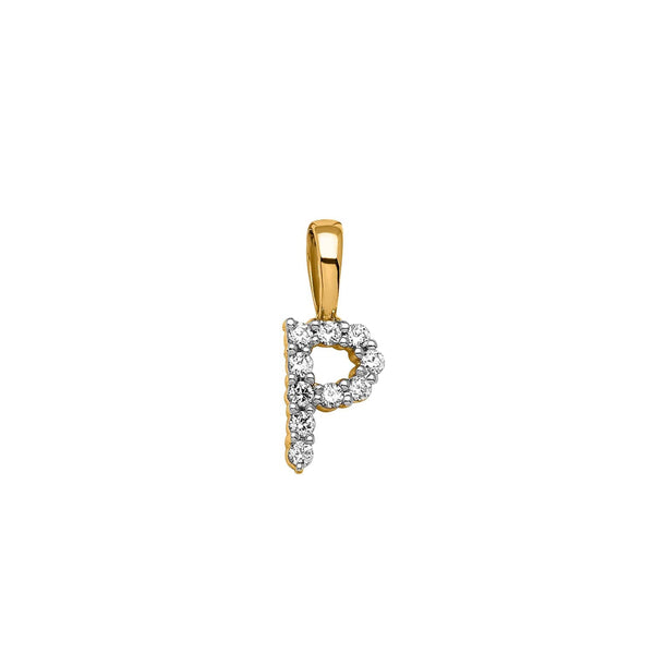 0.10ct Lab Grown Diamond Initial P Pendant in 9ct Yellow Gold