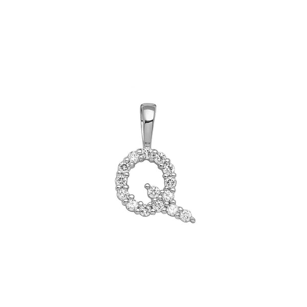 0.15ct Lab Grown Diamond Initial Q Pendant in 9ct White Gold