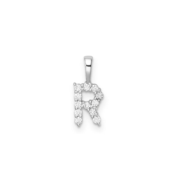 0.13ct Lab Grown Diamond Initial R Pendant in 9ct White Gold