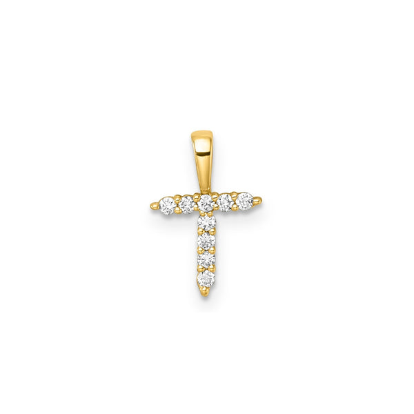 0.09ct Lab Grown Diamond Initial T Pendant in 9ct Yellow Gold