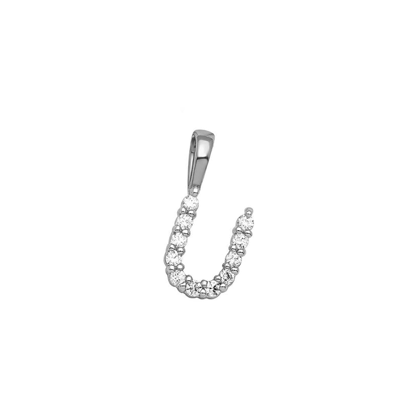 0.11ct Lab Grown Diamond Initial U Pendant in 9ct White Gold