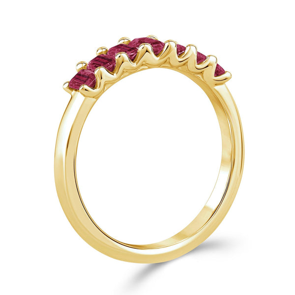 Emerald Cut Rhodolite Garnet Ring in 9ct Yellow Gold