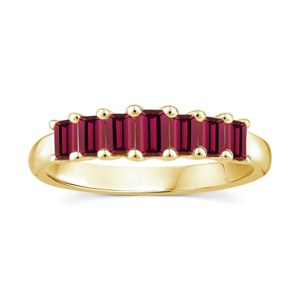 Emerald Cut Rhodolite Garnet Ring in 9ct Yellow Gold