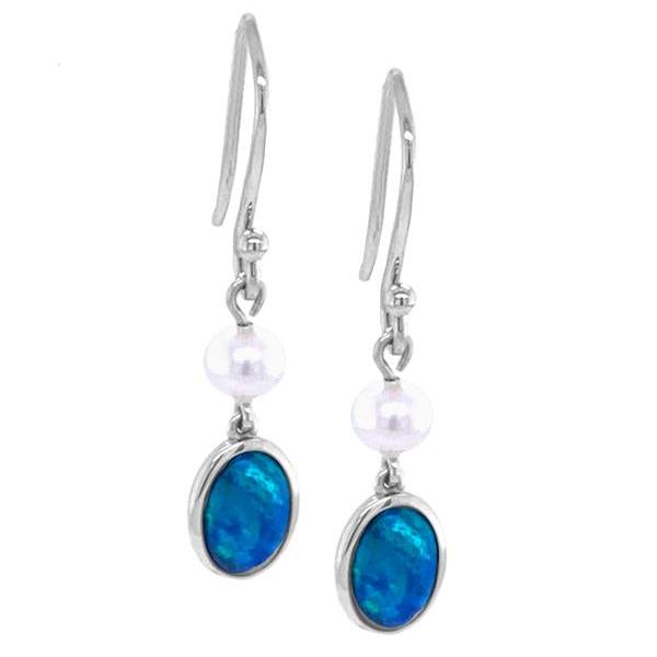 Sterling Silver White Opal & Pearl Earrings