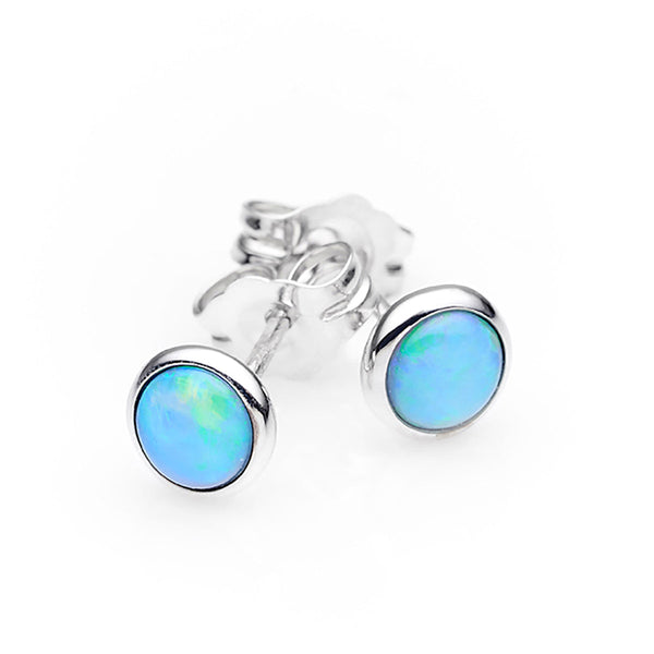 Sterling Silver Light Solid Opal Studs