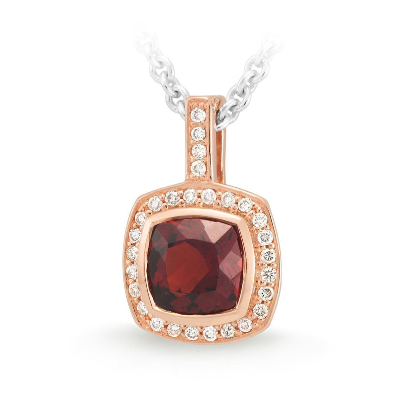 1.15ct Garnet & 0.11ct Diamond Pendant in 9ct Rose Gold