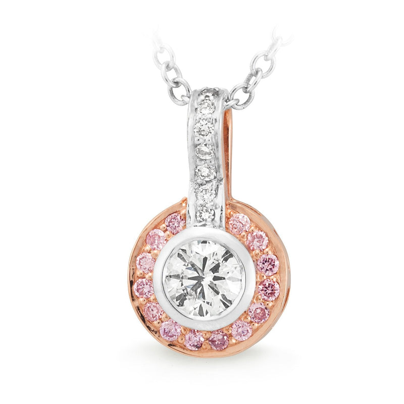 0.41ct White & Pink Diamond Pendant in 9ct Rose & White Gold