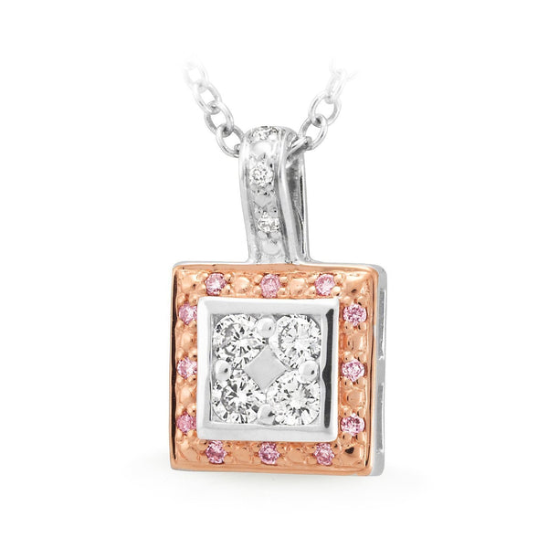 0.21ct White & Pink Diamond Pendant in 9ct White & Rose Gold