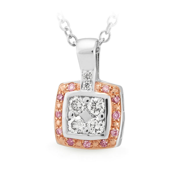 0.18ct White & Pink Diamond Pendant in 9ct White & Rose Gold