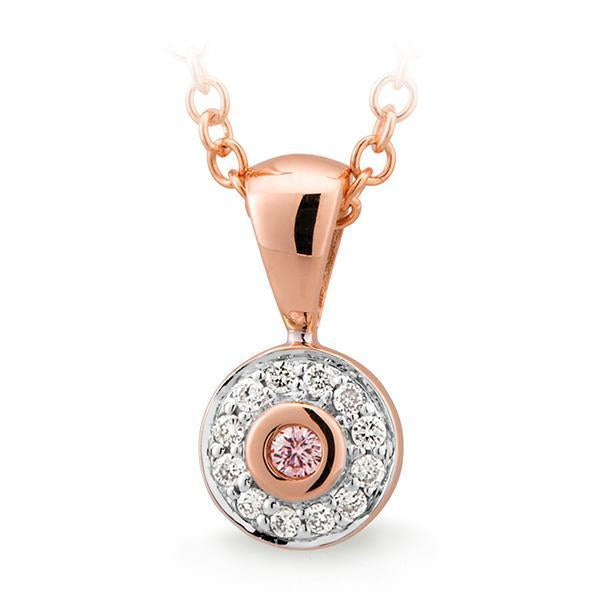 White & Pink Diamond Pendant in 9ct Rose Gold