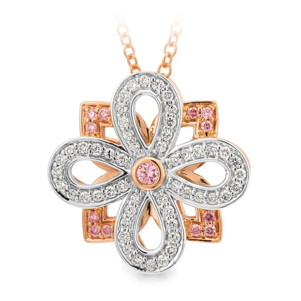 0.35ct White & Pink Diamond Pendant in 9ct Rose & White Gold