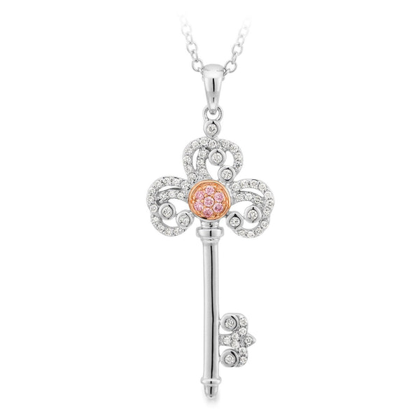 0.22ct White & Pink Diamond Pendant in 9ct White & Rose Gold