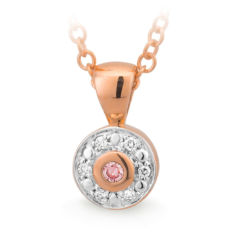 Pink & White Diamond Pendant in 9ct Rose Gold