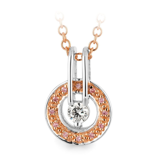 0.13ct White & Pink Diamond Pendant in 9ct White & Rose Gold