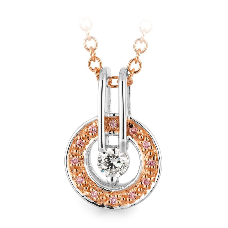 0.13ct White & Pink Diamond Pendant in 9ct White & Rose Gold