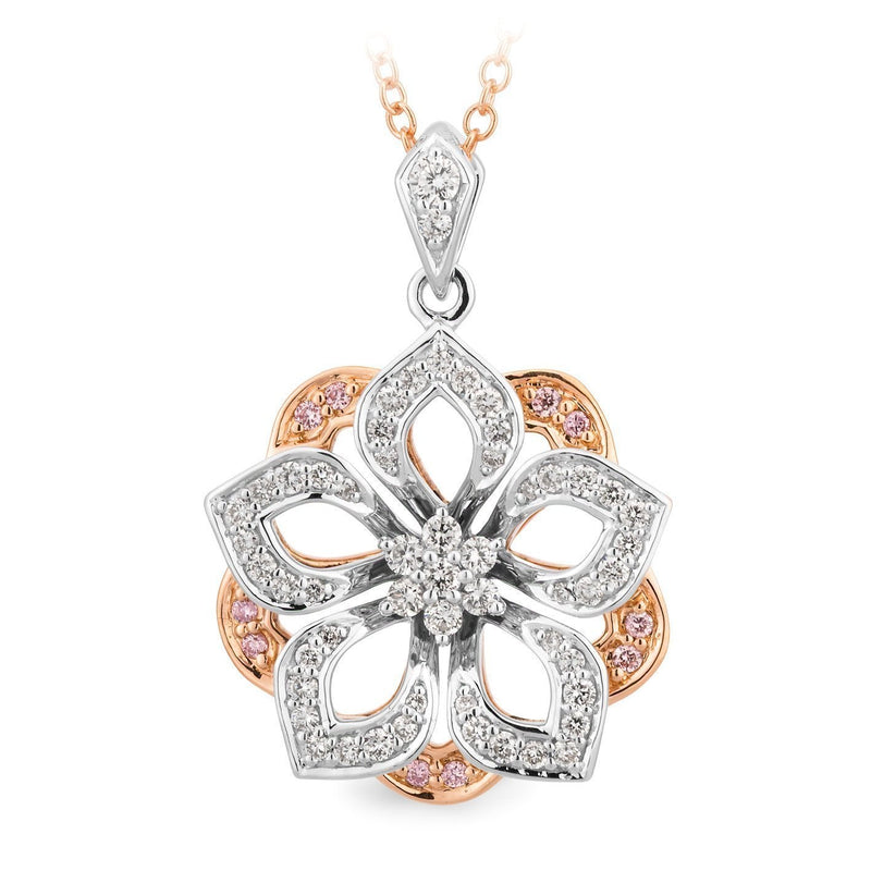 0.41ct White & Pink Diamond Pendant in 9ct White & Rose Gold