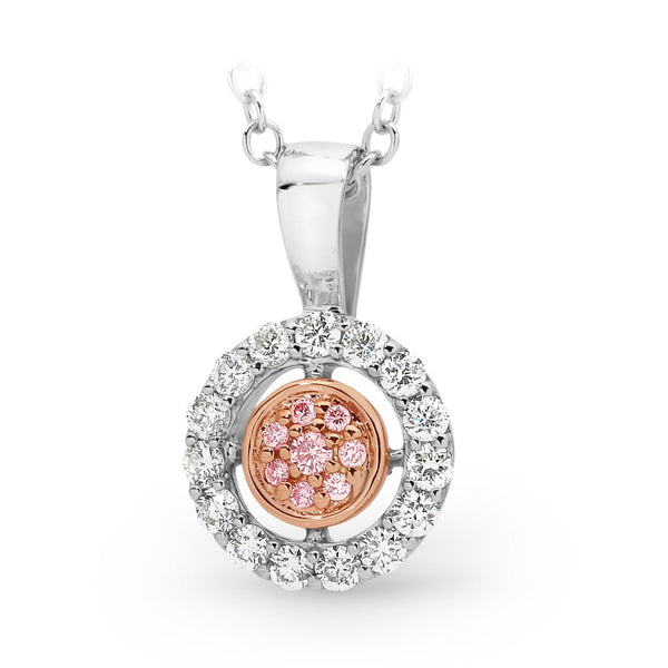 0.20ct White & Pink Diamond Pendant in 9ct White & Rose Gold