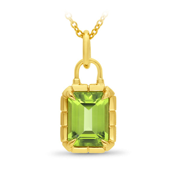 1.74ct Peridot Lock Pendant in 9ct Yellow Gold