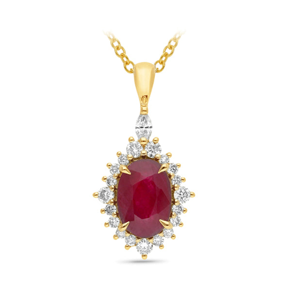 9ct Yellow Gold Ruby & Diamond Pendant