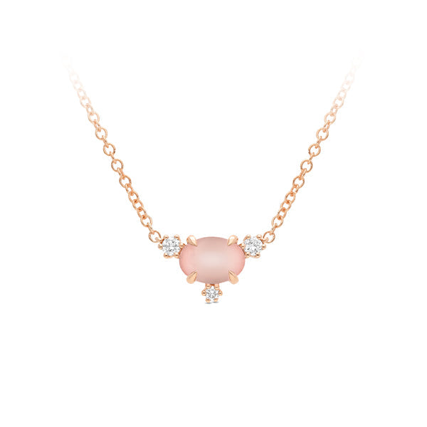 Rose Quartz & Diamond Necklet in 9ct Rose Gold