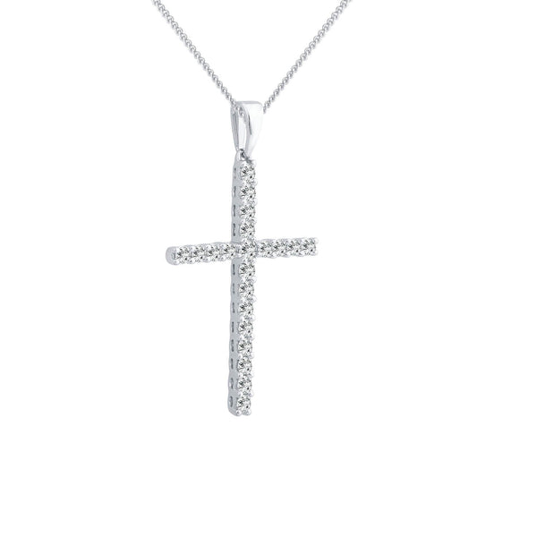 9ct White Gold 0.50ct Diamond Cross Pendant