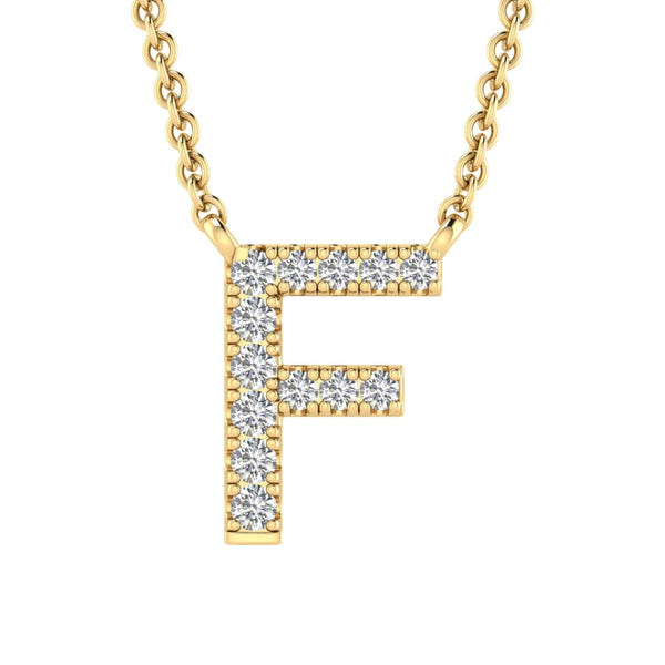 9ct Yellow Gold Diamond Initial 'F' Necklace