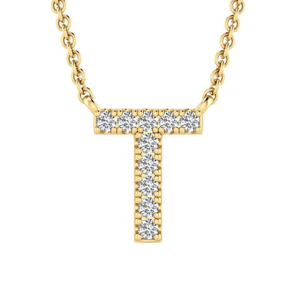 9ct Yellow Gold Diamond Initial 'T' Necklace