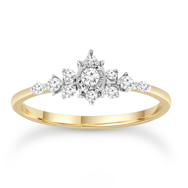 Diamond Ring with 0.20ct Diamonds in 9ct Yellow Gold