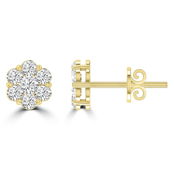 Cluster Stud Diamond Earrings with 0.10ct Diamonds in 9ct Yellow Gold - RJ9YECLUS10GH