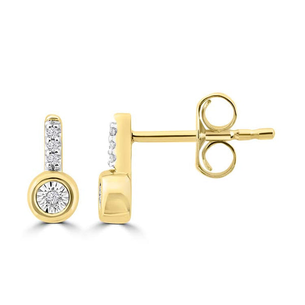 Diamond Stud Earrings with 0.03ct Diamonds in 9ct Yellow Gold