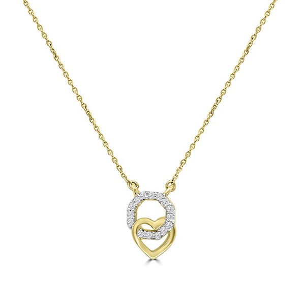 Diamond Necklace 40-45cm with 0.062ct Diamonds in 9ct Yellow Gold