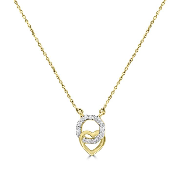 Diamond Necklace 40-45cm with 0.062ct Diamonds in 9ct Yellow Gold