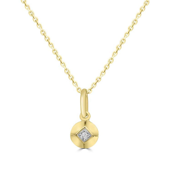 Diamond Necklace 40-45cm with 0.01ct Diamonds in 9ct Yellow Gold