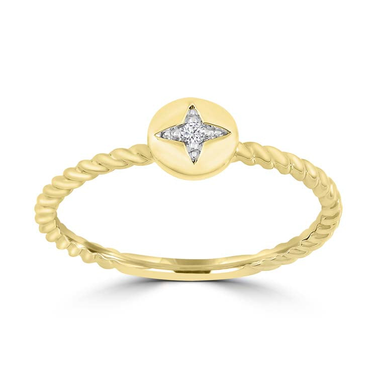 Diamond Ring with 0.02ct Diamonds in 9ct Yellow Gold