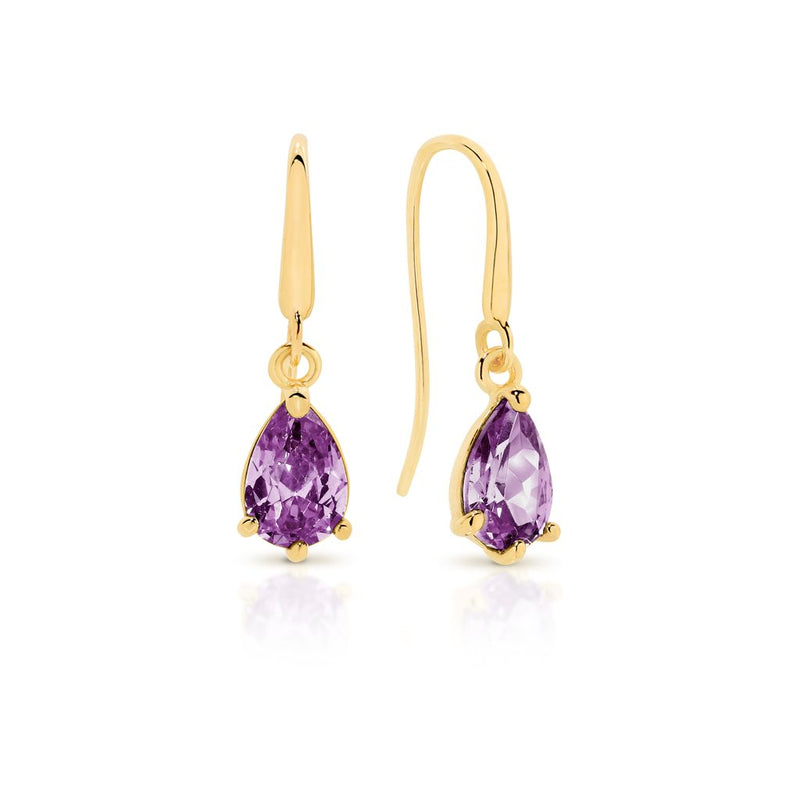 9ct gold amethyst coloured cubic zirconia earrings