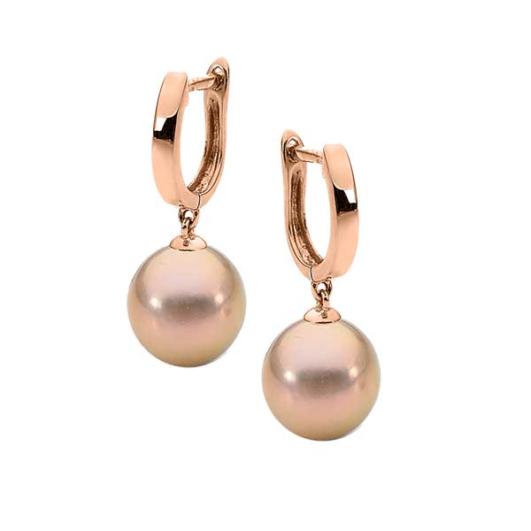 9ct Rose Gold Freshwater Pearl Edison Huggie Earrings