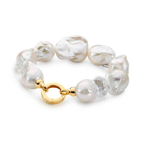 9ct Yellow Gold Freshwater Pearl Baroque Bracelet