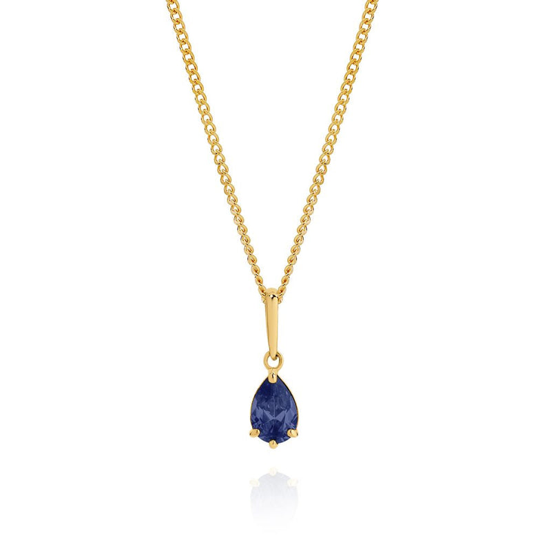 9ct gold sapphire colour cubic zirconia pendant