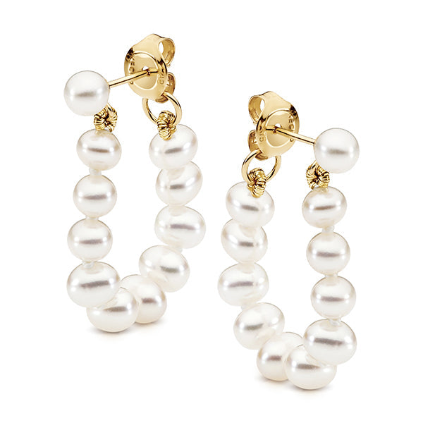 9ct Yellow Gold Freshwater Pearl String Earrings