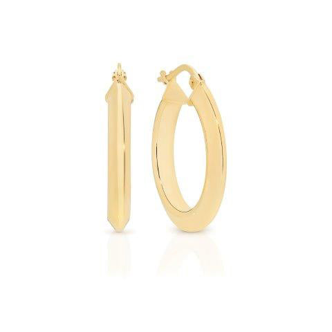 9ct Yellow Gold 15mm Knife Edge Hoop Earrings