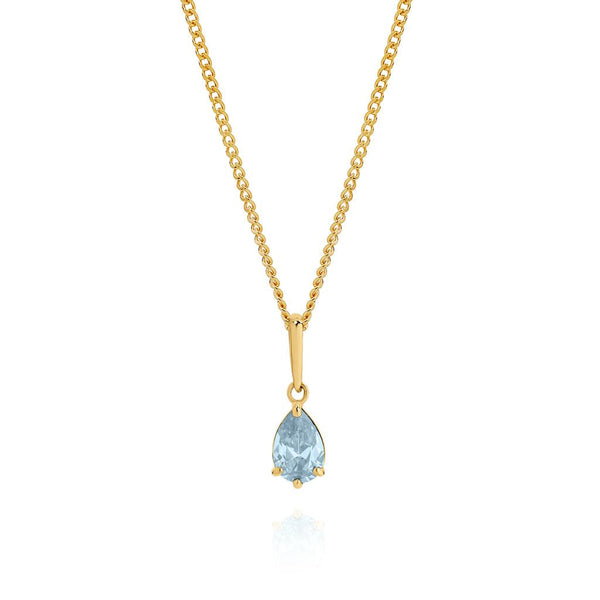 9ct gold aquamarine colour cubic zirconia pendant