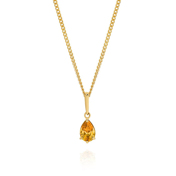 9ct gold citrine colour cubic zirconia pendant