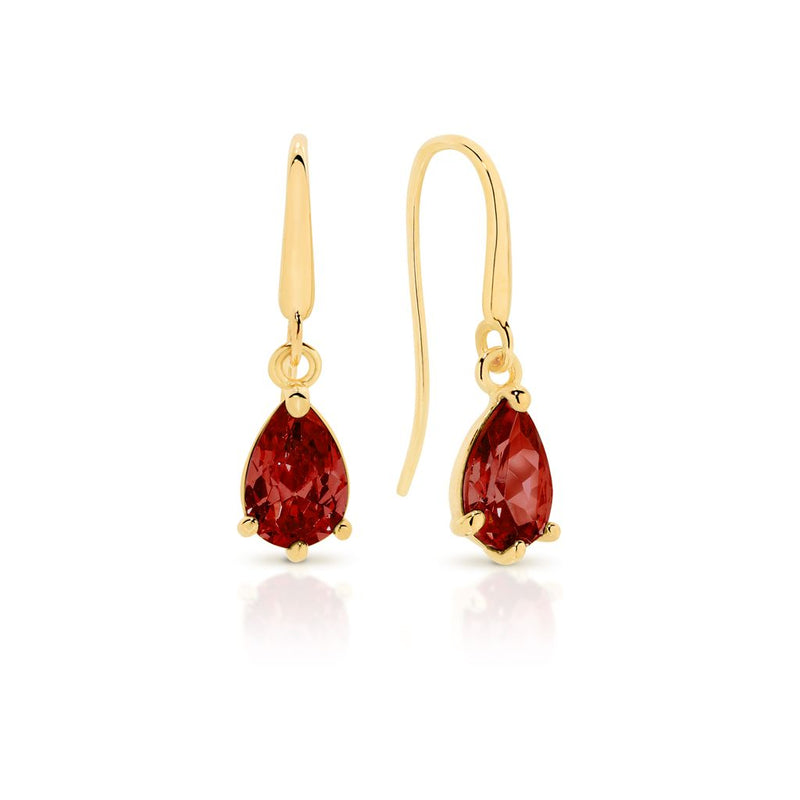 9ct gold garnet coloured cubic zirconia earrings