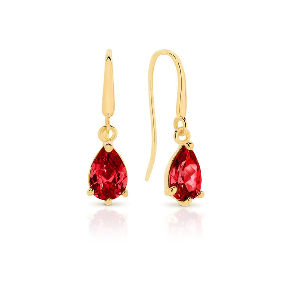 9ct gold ruby coloured cubic zirconia earrings