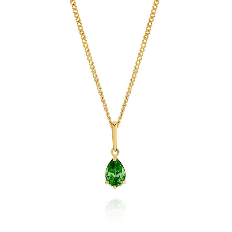 9ct gold emerald colour cubic zirconia pendant