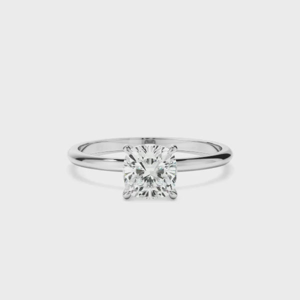 Cushion Cut Diamond Solitaire Engagement Ring