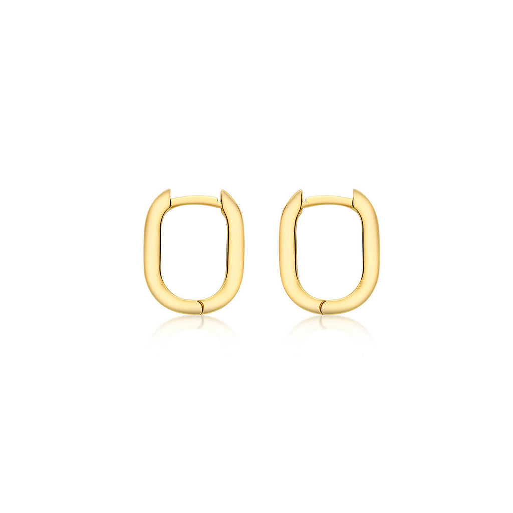9ct Yellow Gold Hollow Small Rectangle Creole Earrings
