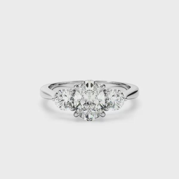 Oval Cut Diamond Trilogy Engagement Ring